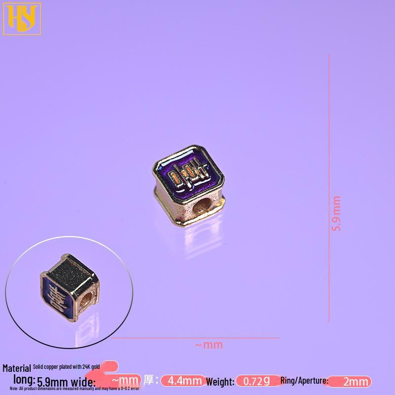 Cloisonné Peace & Joy Bracelet with Copper-Plated 24K Gold Spacers and Sand Gold Fu Character Pendants