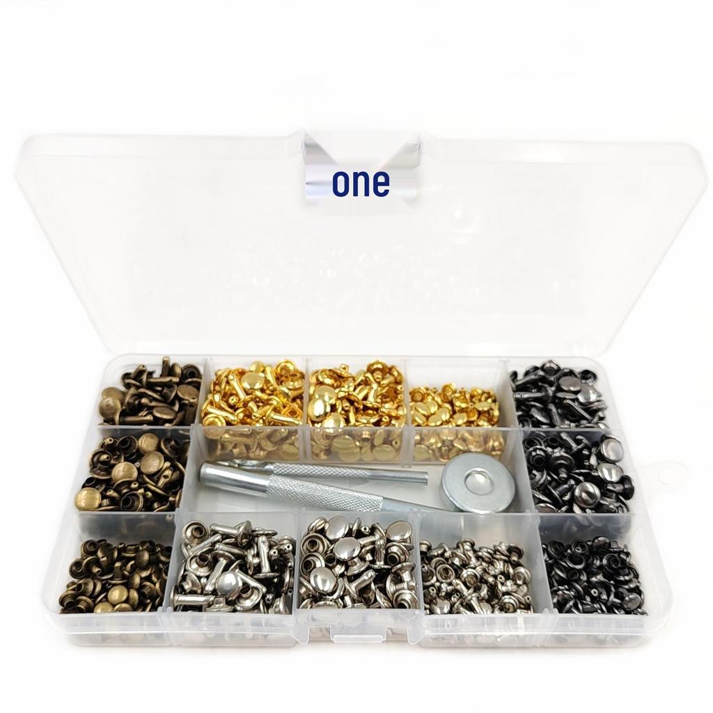 Leather Decoration DIY Double-Sided Rivet Tool Set: 240/480 Sets, 4 Colors, 3 Sizes, Metal Male and Female Rivets.
