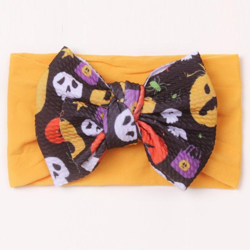 Halloween Day Hair Accessories Children's Pumpkin Headband Skull Head Ribbon Bow Nylon Headband Baby Headband