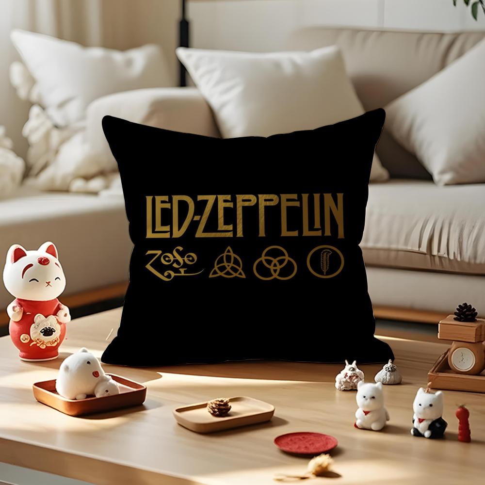 Band LLed ZZeppelin Cushion Cover Silky Short Plush Invisible Zipper Dustproof Sofa Pillow Case for Home Decor