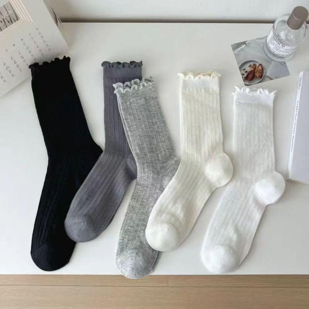 Spitze Netz Mid-Tube Socken Aushöhlen Rüschen Baumwollsocken Süße Lolita Socken Prinzessinnenstil
