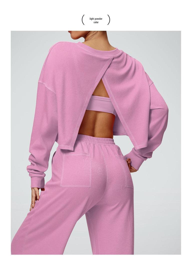 New Casual Round Neck Long Sleeve Sweatshirt for Autumn/Winter - Short, Loose, Fashionable T-Shirt for Fitness & Running