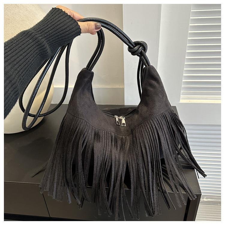 Modische Quaste Große Kapazität 2024 Neu Retro Beliebt Damen Einfach Einzelne Schulter Diagonale Schultertasche