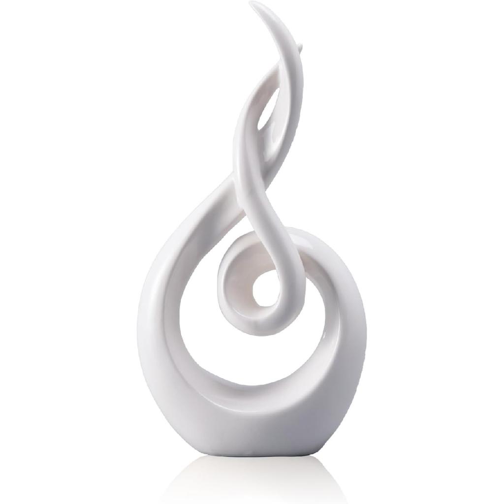 Modern Abstract Art Table Decoration - Ceramic Statue Modern White Ornaments for Living Room Great Gift Idea Home Décor 5 * 2.5 * 10.5 inch Gift Box
