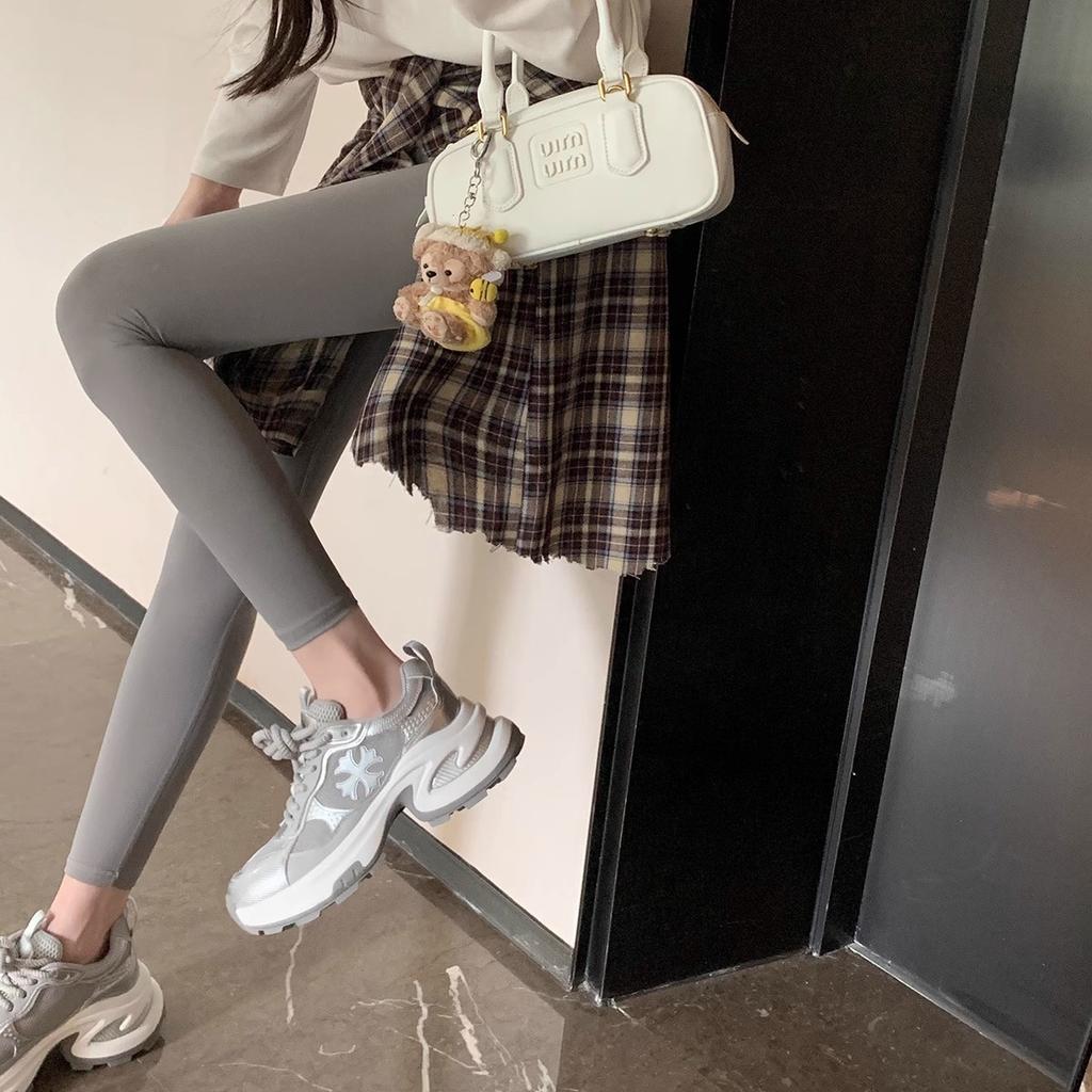 Grape Mother Same Fashionable Cross Flower Heightening Platform Lace-up Versatile Sports Style Dad Shoes Women's Spring