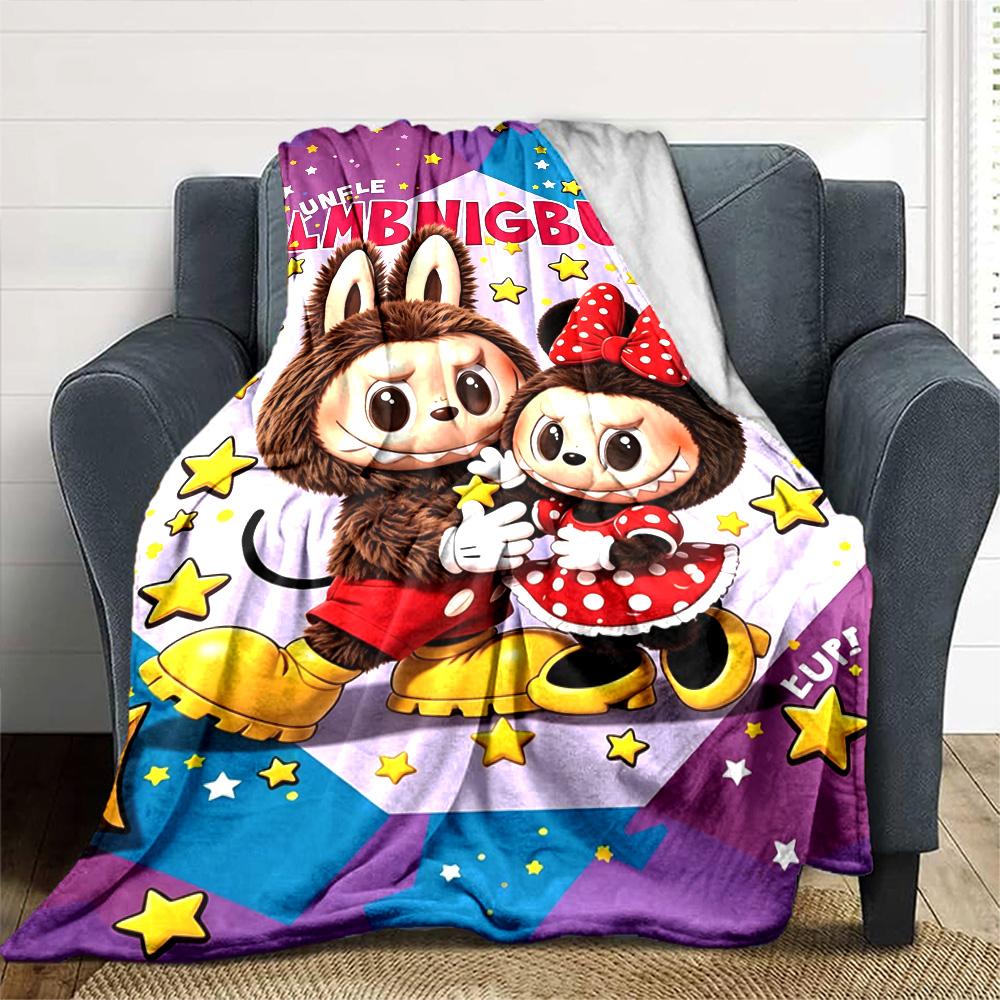 Labubu Blanket Comfortable Suitable for Seaside Couch Bedding for All Seasons Playful Design Unique Gift for Family and Friends Camping