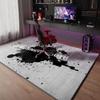 Minimalist Grey Ink Splatter Text Area Mat Anti Slip Washable Rug For Gaming Room Bedroom Man Cave Boys Trendy Home Decor