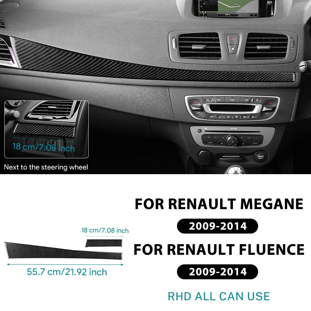 Real Soft Carbon Fiber Sticker For Renault Fluence Megane RS 2009 2010 2011 2012 2013 2014 LHD RHD trument Panel Strip Trim