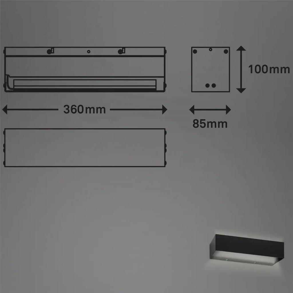 Kinkiet led ip44 czarny 36 cm 8w lustro łazienka korytarz barwa neutralna