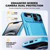 RFID Blocking Wallet Case with Card Holder Sliding Camera Cover PC+TPU Protective Case for IPhone 16e/iPhone 17e-Light Blue