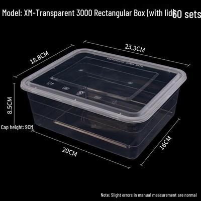Rectangular Disposable Plastic Meal Prep Containers with Lids