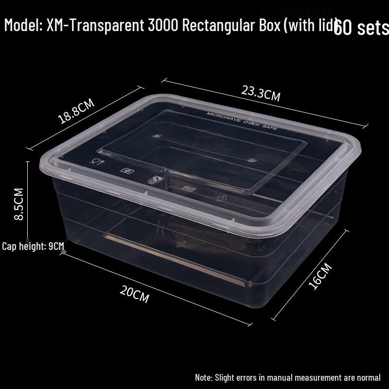 Rectangular Disposable Plastic Meal Prep Containers with Lids