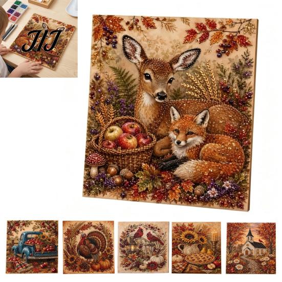 DIY Faux Pearl Art for Adults Autumn Painting Kit, Pumpkin Turkey Easy Craft Kits Kids Sunflower 3D Wall Kit Handmade Fall Home Decor Thanksgiving