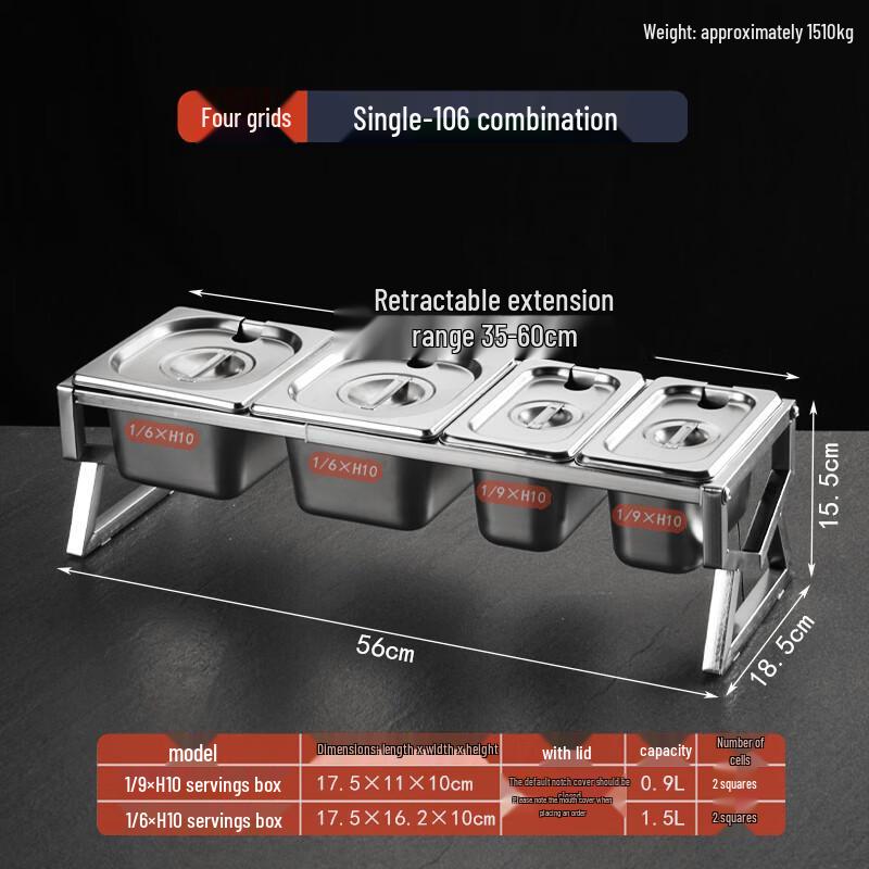 Jingbaodi Stainless Steel 4-Compartment Condiment Pan