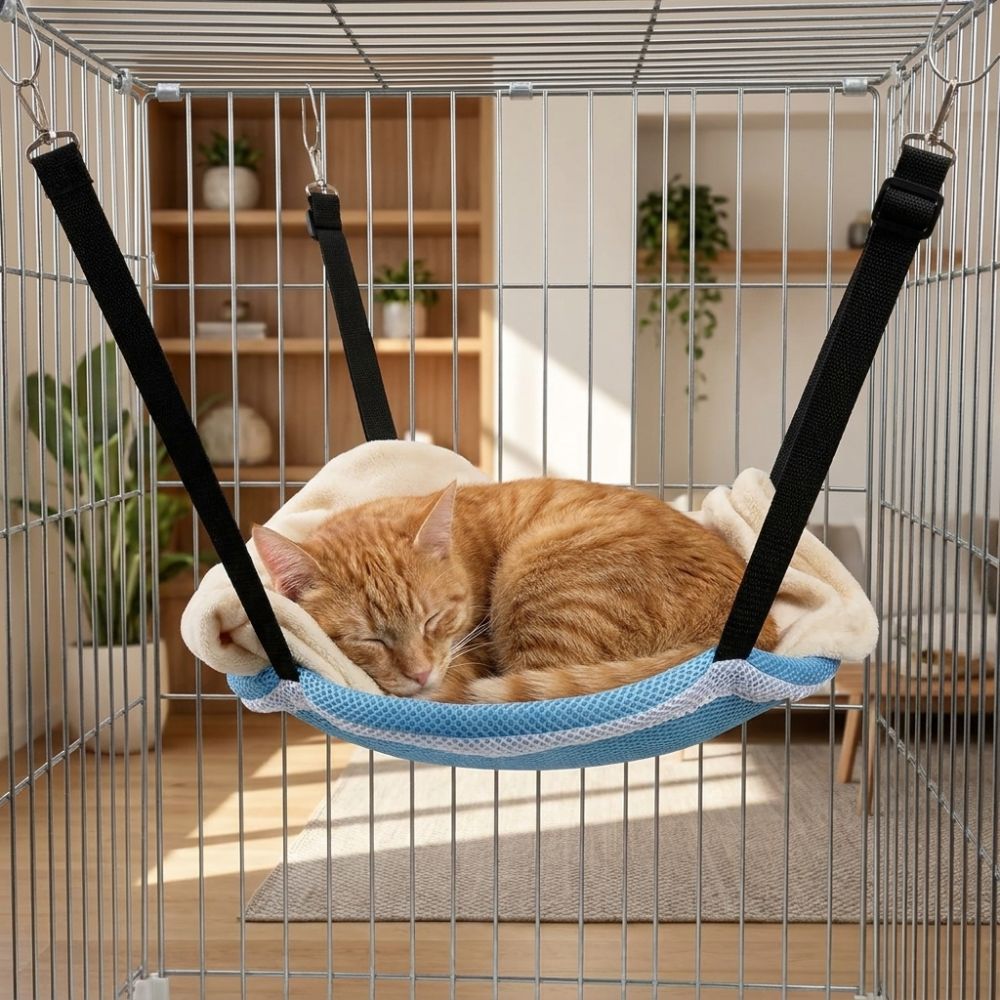 Comfortable Hanging Cat Bed Adjustable Lanyard Pet Cage Hammock Durable Cat Nest For Cat Cage