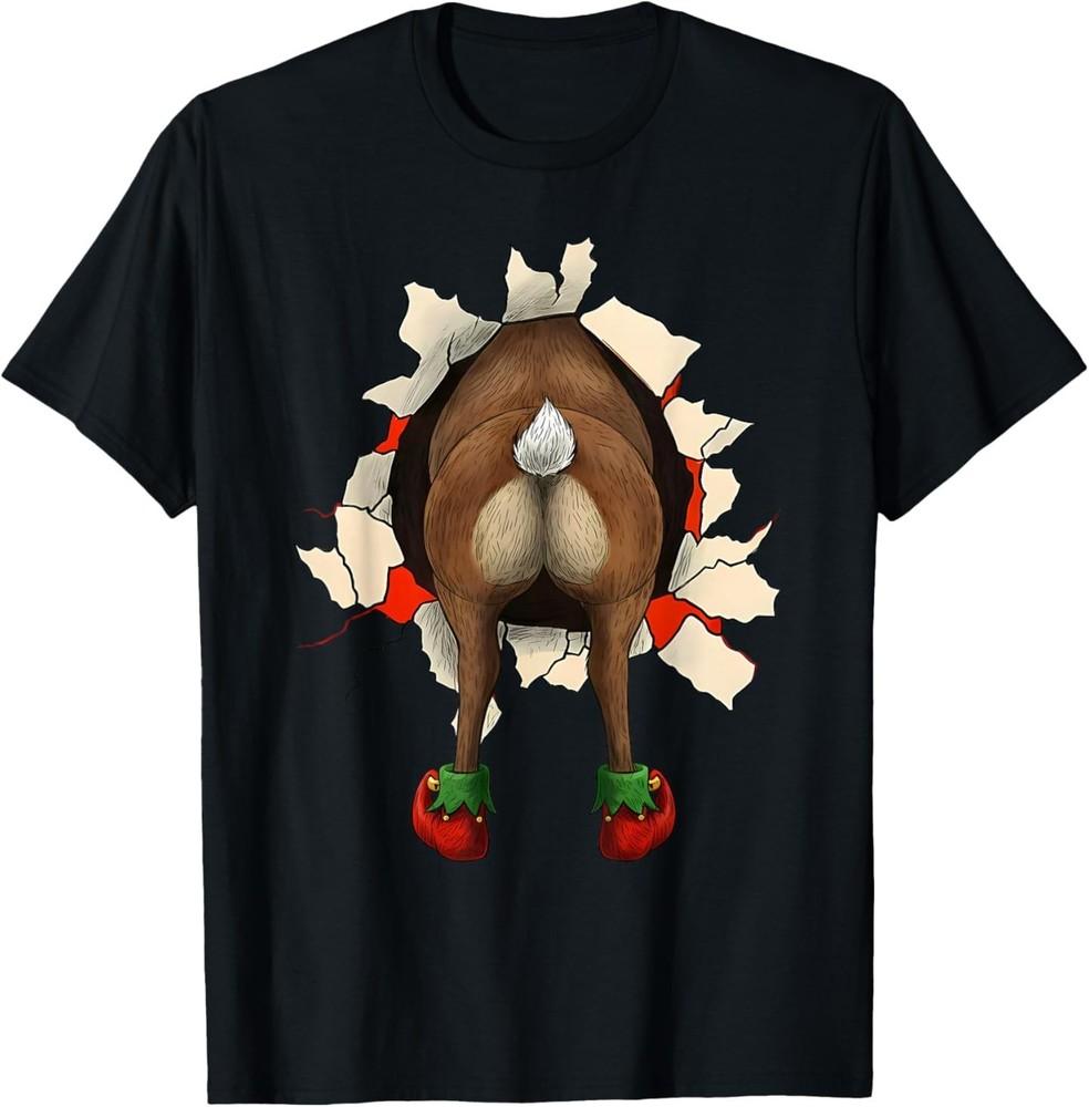 

Cute Reindeer Butt Breakthrough Christmas T-Shirt Unisex T-Shirt XL