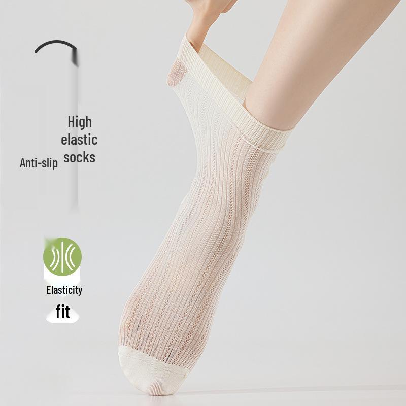 Women's Mulberry Silk Mid-Calf Mesh Socks - Antibacterial, Lightweight, Seamless, Slouchy, Ballet Style