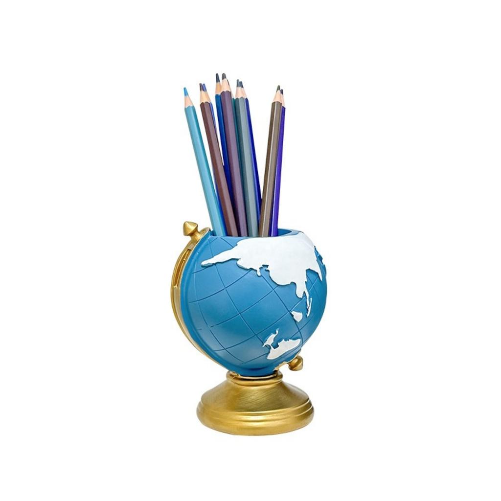 World Globe Pen Holder Organizer with Desk Decor - Holds Pens, Pencils, Markers - Office, Classroom, Home Decoration