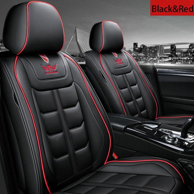 

1 переднє сидіння Чохол для автомобільного сидіння Шкіряний салон Автомобілі Чохли на сидіння Килимки Універсальний чохол для сидінь Захисний накладок Автоаксесуари One Seat чорний/червоний