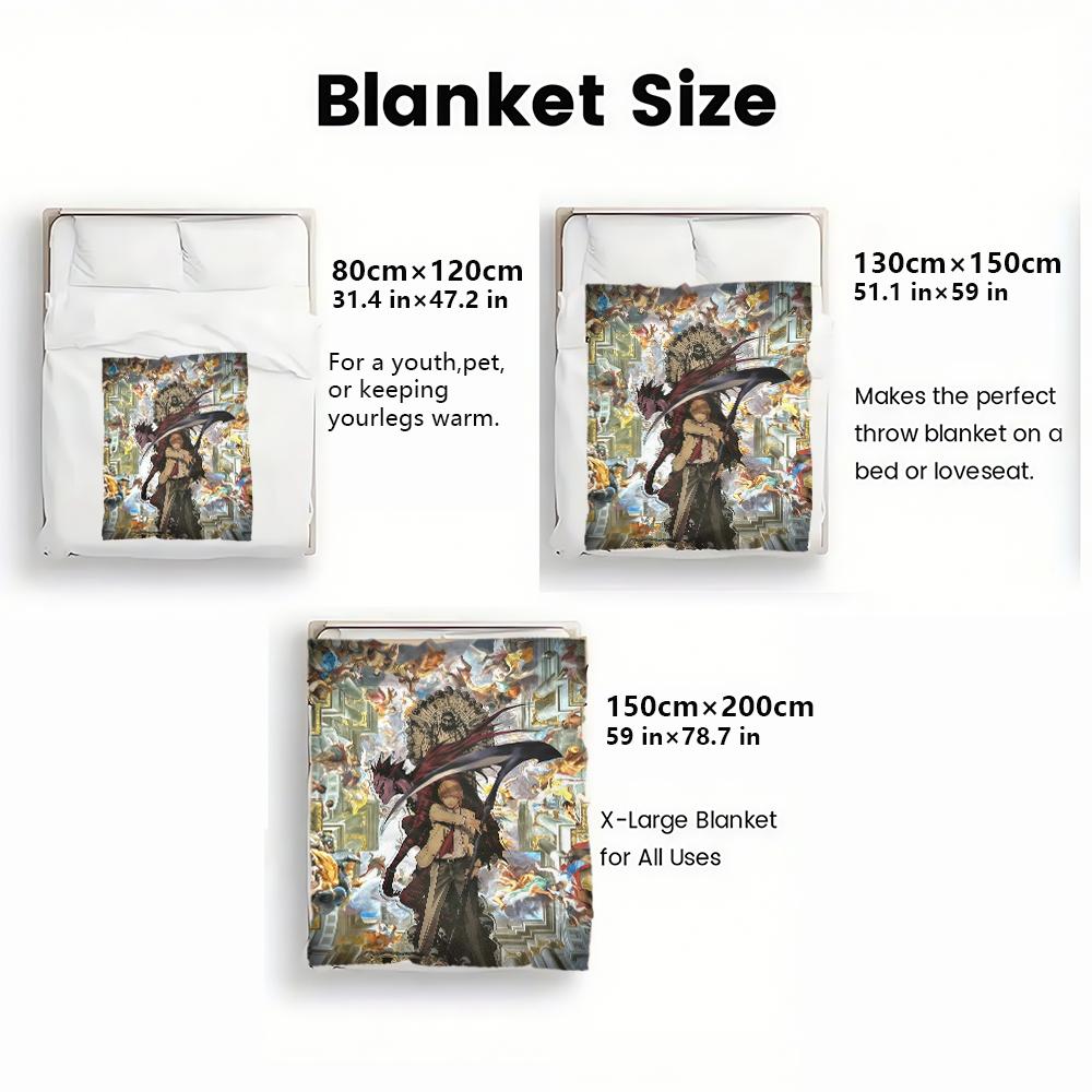 Yagami & Ryuk with Scythe Print thin Flannel Blanket for Living Rooms,Sofas Blankets,Lunch Breaks,blankets fluffy