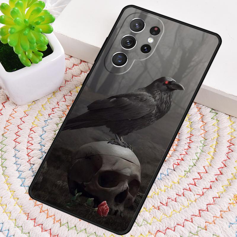 Raven Crow Skull Pattern Phone Case For Samsung Galaxy Note 10 Pro S26 S25 S24 S23 S22 Ultra Plus S21 FE S20 Shockproof Cover