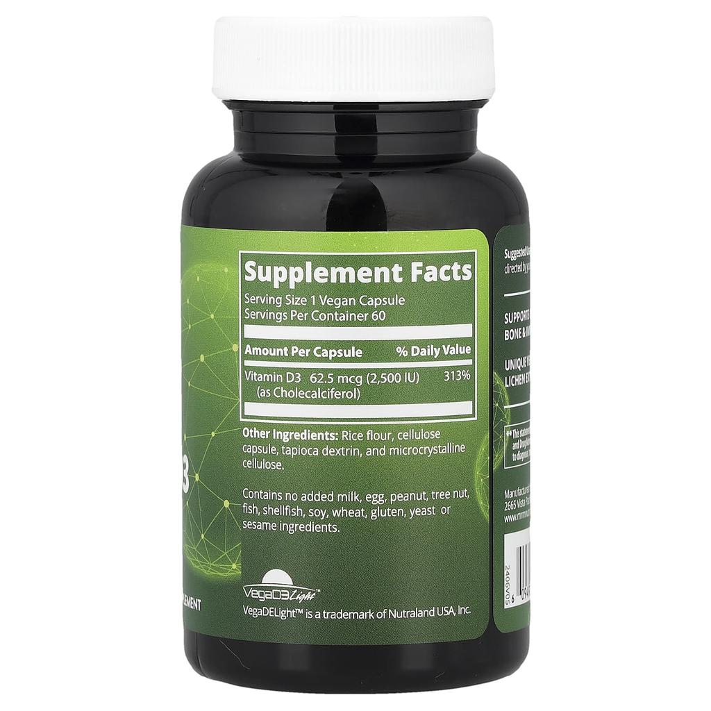 Nutrition, Vegan Vitamin D3, 2,500 Iu, 60 Veggie Capsules