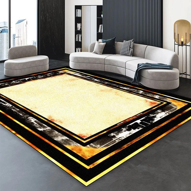 

Luxury Black Golden Carpet for Living Room European Home Decoration Easy Clean Large Rugs Bedroom Cloakroom Non-slip Floor Mats 60*90cm