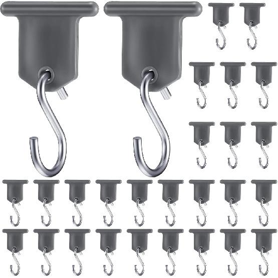 BBTO 14 Pieces RV Awning Hooks for Lights Camping Awning Accessory Hangers Plastic Metal S Shaped Gray Hooks Set Camper Light Support Hanger for