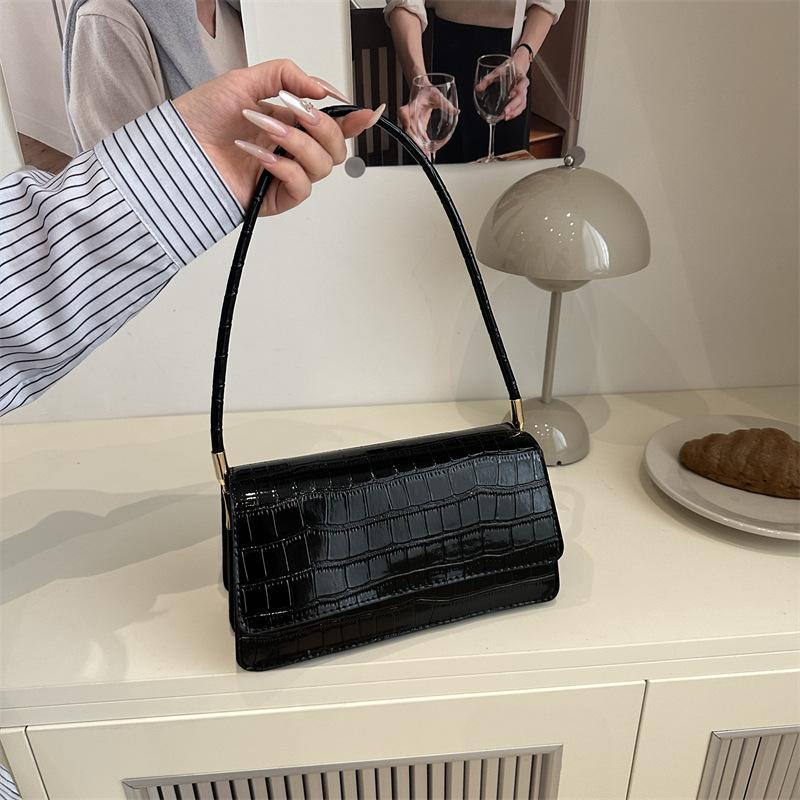 Einfache Steinmuster-Umhängetasche modische einfarbige hochwertige Tasche mit hellem Muster für Damen Pendeln praktische tragbare kleine quadratische Tasche Damen