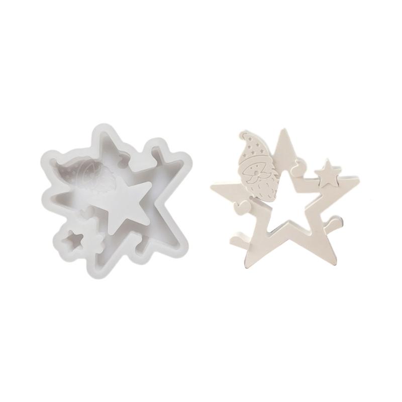 Flexible Silicone Mold Star Santa Figurine Decoration Making Mould Temperature Resistant Mould for Christmas Ornament S