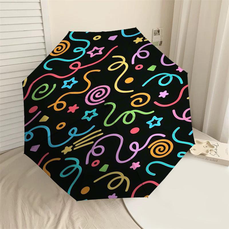 

1PC Swirls Stars Umbrella-8-Rib Reinforced Portable Folding Travel Suitable for All Seasons Outdoor Daily Use-G361