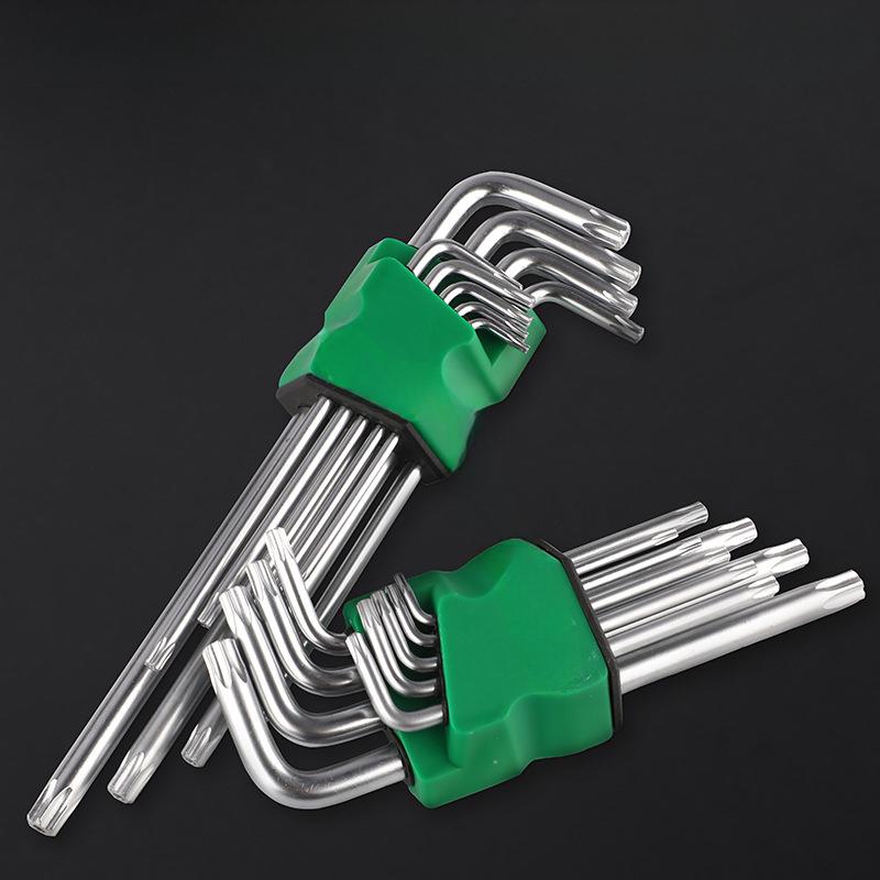 Sada 9 kusů hardwarových nástrojů Sada vnitřních šestihranných klíčů s tvarem švestkového květu Sada vnitřních šestihranných klíčů se vzorem