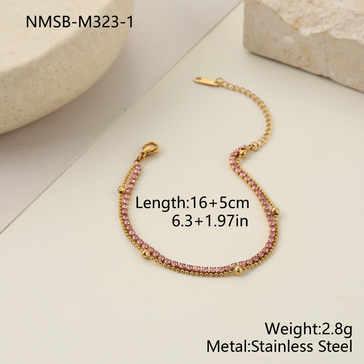 GEMCHIC Women s Stainless Steel Evil Eye Pink Zircon Layered Bracelet Fashion Jewelry