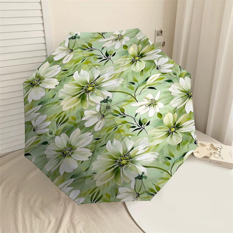 

1PC Floral Pattern Automatic Open/Close Umbrella Compact Folding Umbrella with 8-Rib Shaft lightweight esign, Highquality Fabric1145A