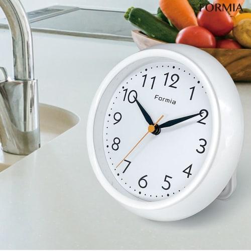 Formia Bath Clock, Waterproof, Large Display, Suitable for Bathrooms and Kitchens, Wall Clock, Tabletop Clock, Analog, Towel Hanger, White, HWP-001S-W