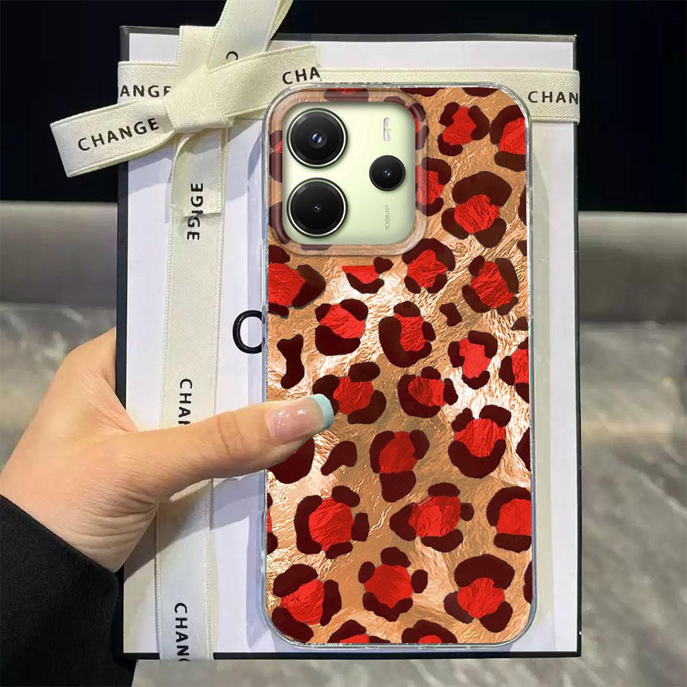 Korean Fashion Pink Leopard Print Phone Case for Xiaomi Redmi Note 15 14 13 12 11 10 10S 8 9 Pro 15C 9C 13C 14C A3 11S 9C Cover