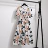 Spring Summer Chiffon Dresses Fashion Female Elastic Waist Short Sleeve Pleated Casual Dress Women A-line Dresses