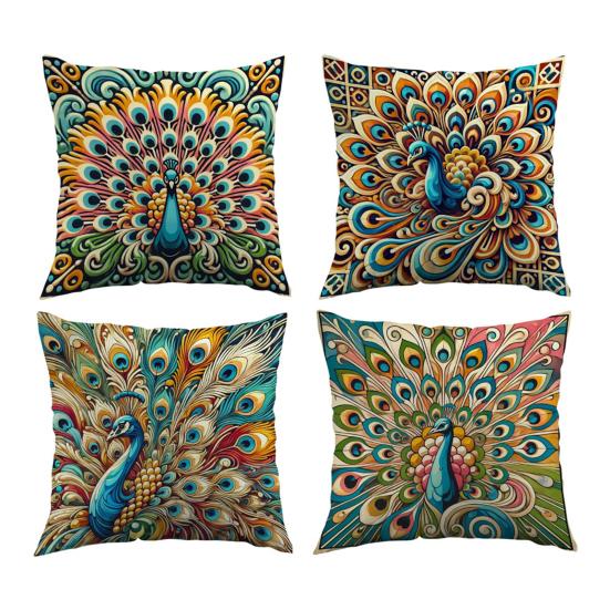 Boho Peacock Cushion Cover Colorful Peacock Throw Pillow Cover Decorative Cushion Case for Sofa Living Room Bedroom Home Decor