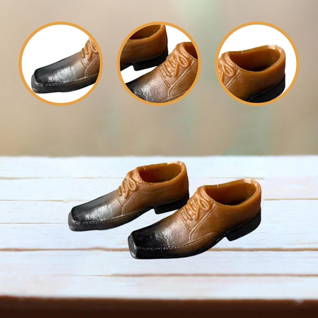 1/6 Scale Dress Shoes Miniature Figure Costume Accessory Retro Cosplay Stylish Formal Lace up