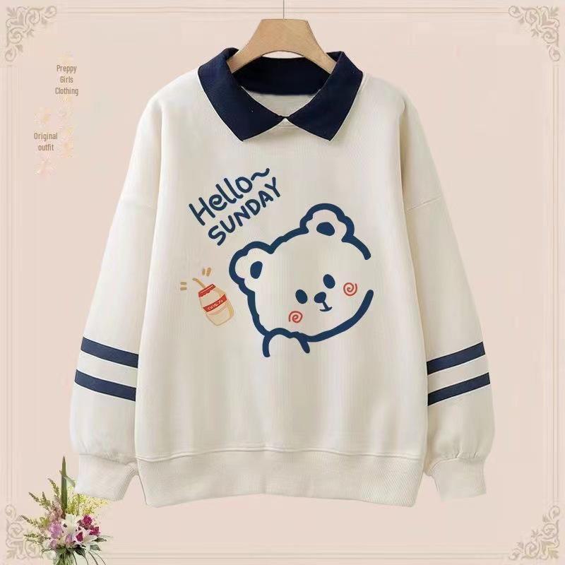 

Комплект из толстовки с воротником-поло и брюк с длинным рукавом для девочек — стильный осенний наряд для детей 130 cm