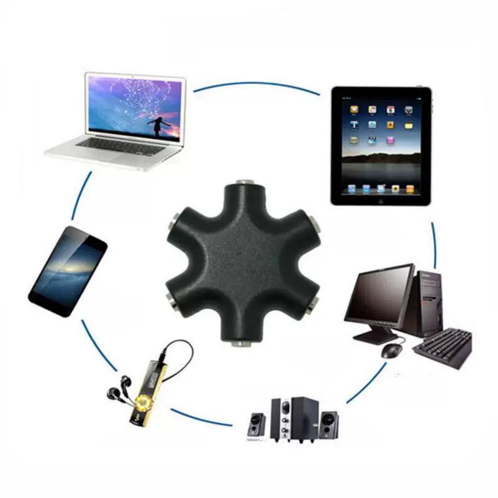 Audio Headphone Splitter 5 Way for 3.5mm Devices Multi Earphone Splitter Adaptor 5 Ports Female Connector Adapter
