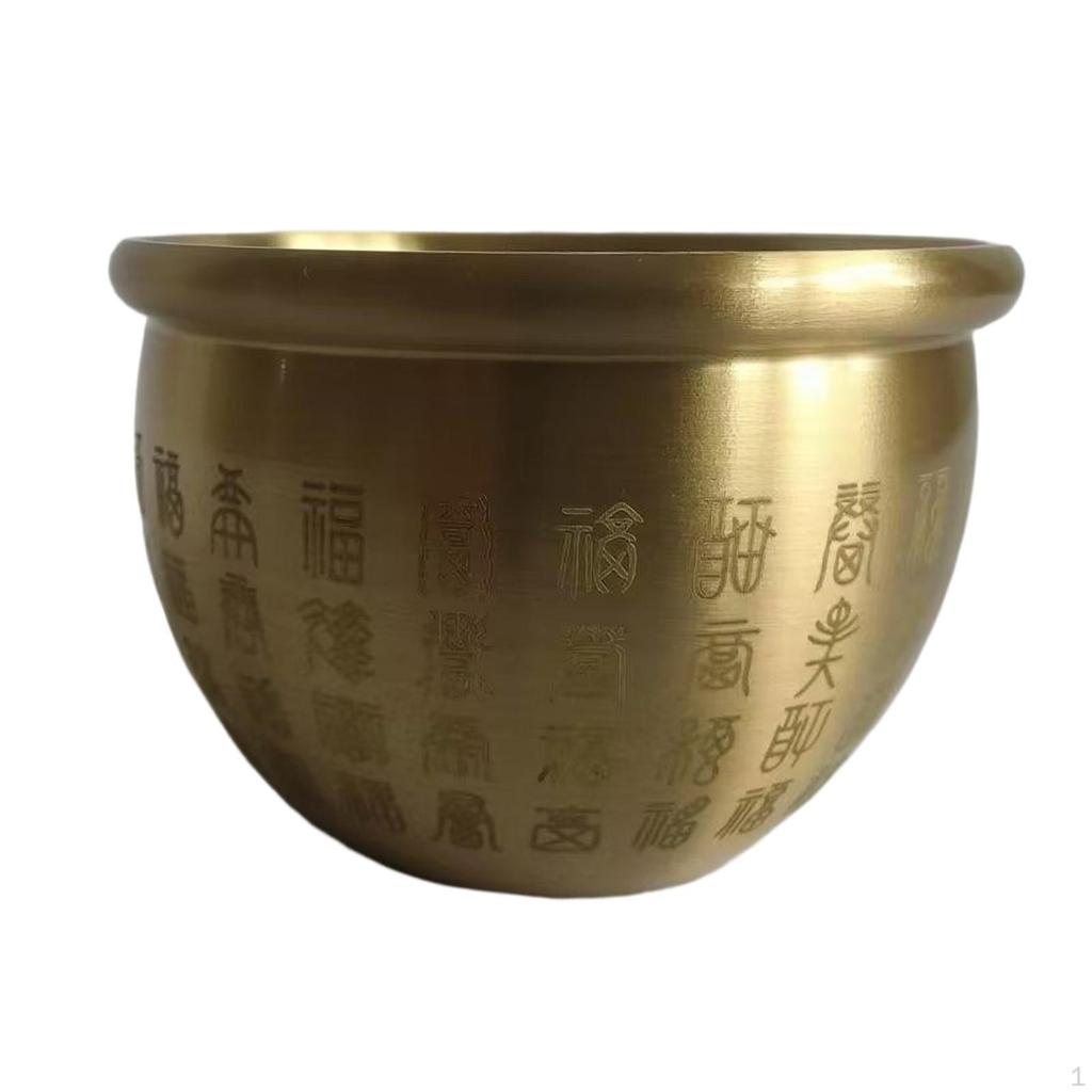 Brass Fengshui Bowl Feng Shui Handcarved Money Chinese Character Luck Old Fortune Treasure for