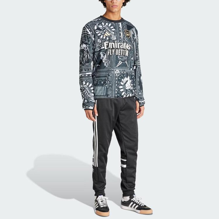 Adidas X Ian Wright Collaboration Arsenal Ian Wright Pre-Match Pattern Printed Football Warm-Up Sweatshirt Men sweatshirt Black IQ2463