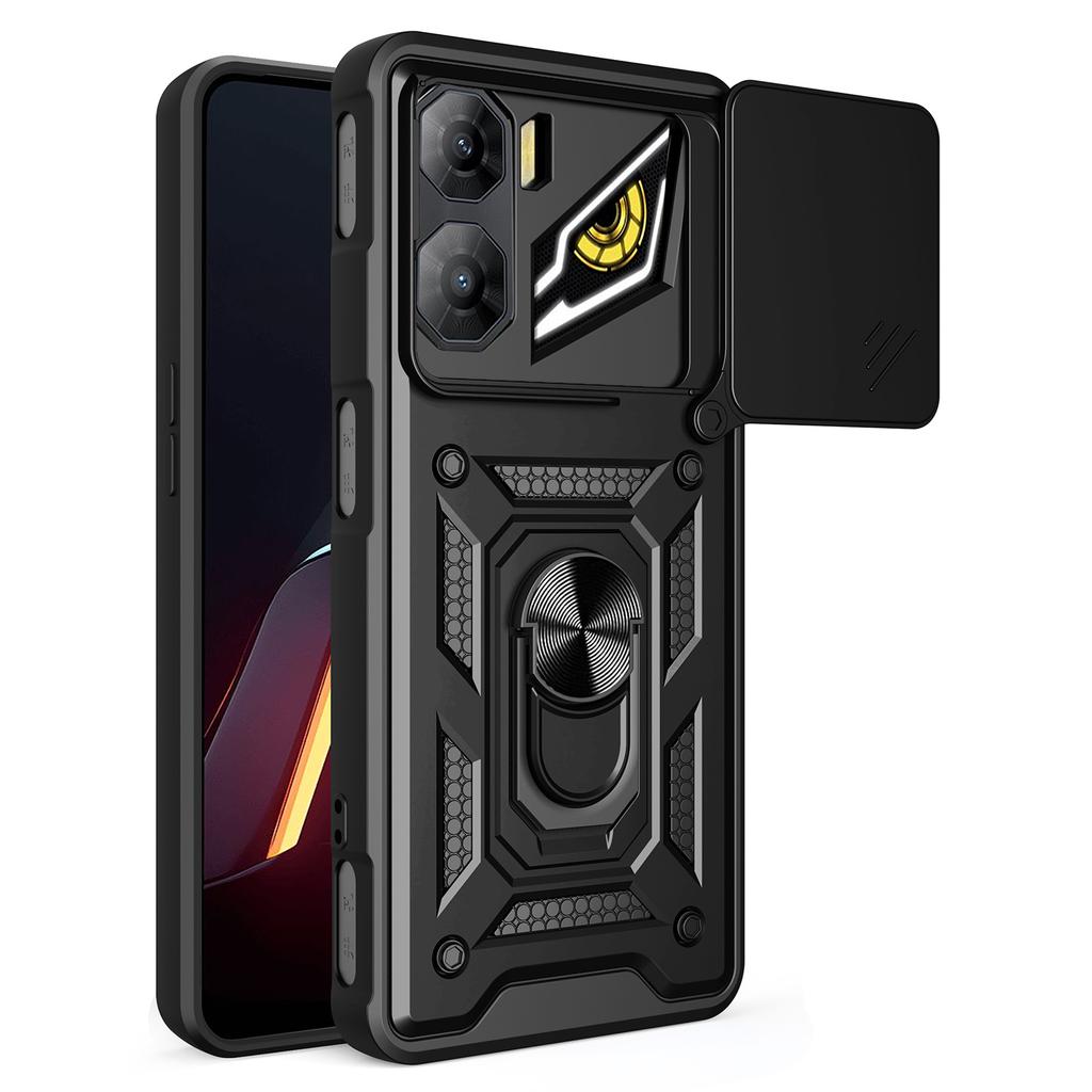 For ZTE nubia Neo 3 5G Case with Slide Camera Lid PC+TPU Kickstand Phone Cover