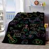 Rock 'n' Roll Guitar Print Blanket - Reversible Flannel Throw for Music Lovers, All-Season Comfort & Retro Music Vibes