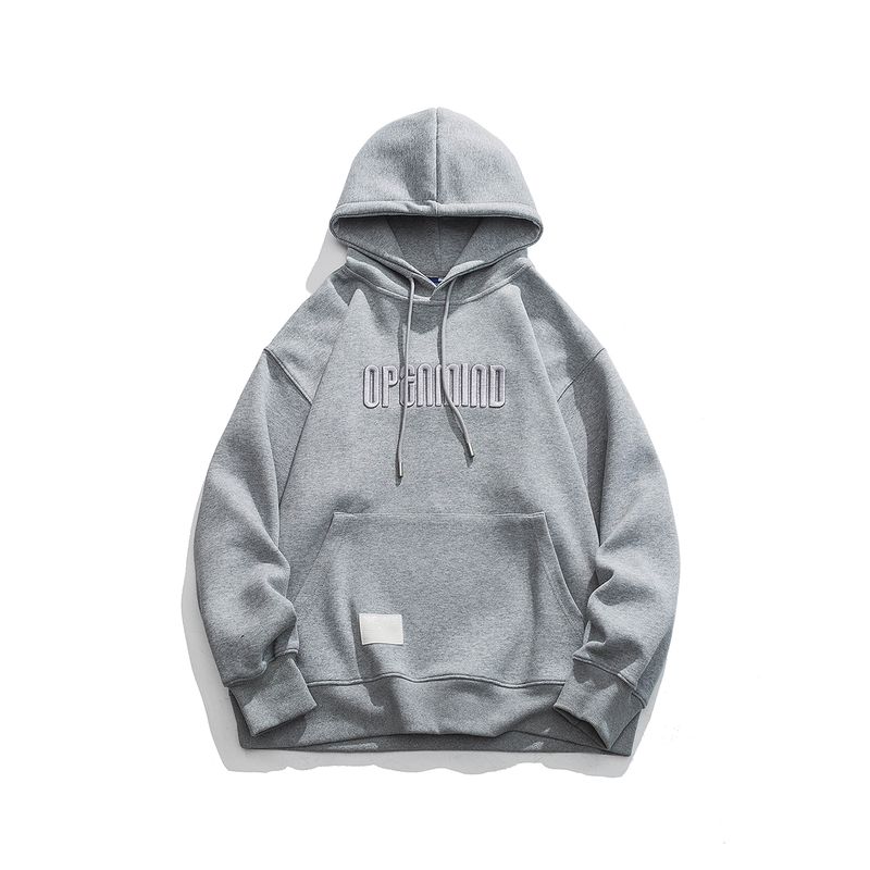 

Men s Fashion Brand Three-Dimensional Embroidery Hoodie Boys Spring Simple Loose Slimming Versatile Casual Outerwear Fashion Gray 2XL