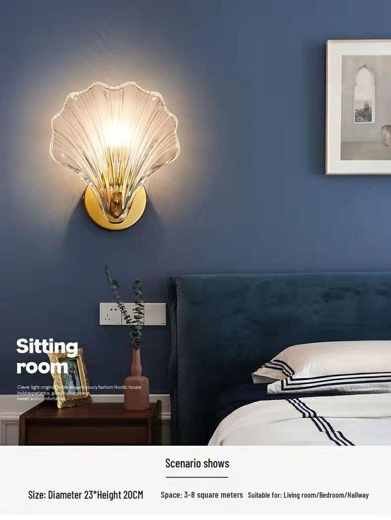 Italian Glass Wall Light for Master Bedroom, Bedside, Stairway, or Living Room Aisle.