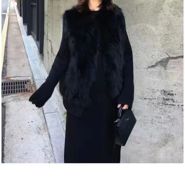 Europe, America, autumn and winter new artificial fur vest imitation fox hair splicing vest Mao Mao short coat women's clothing