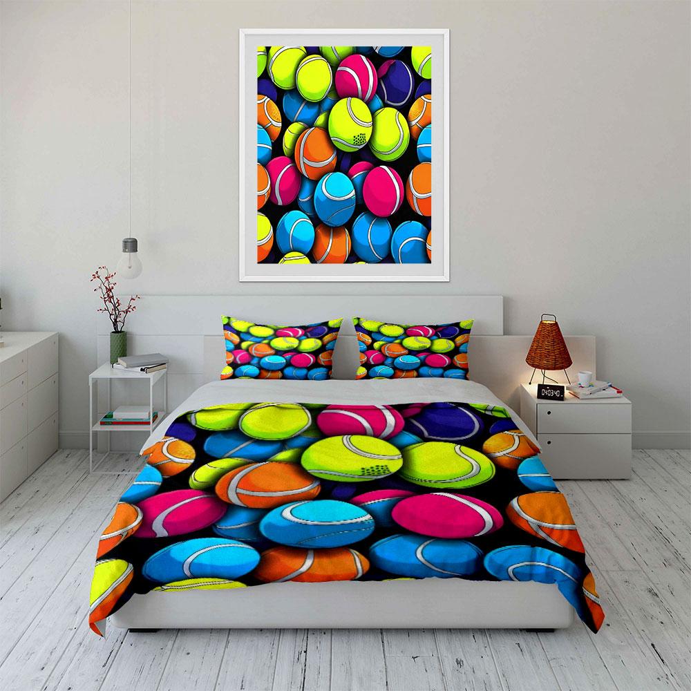 Colorful Tennis Balls Set For Practice Kid'S And Adults' Bedroom Decor, Exquisite Three-Piece Bedding Set Gift