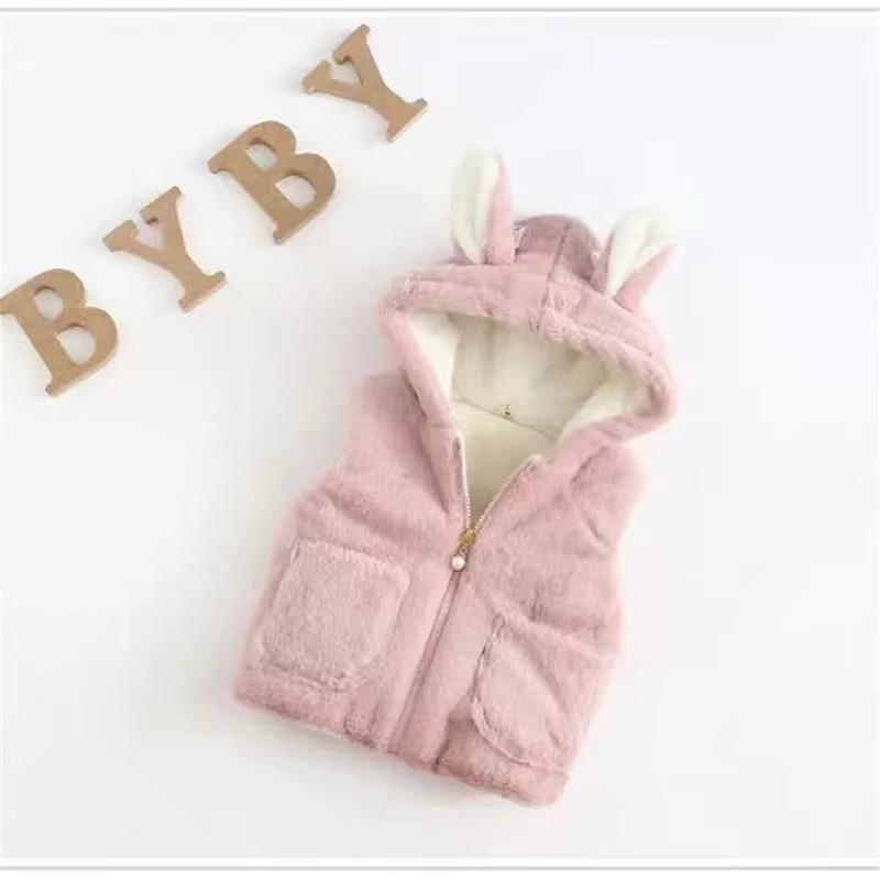 Winter Baby Mädchen Plüschweste Dicke Kinder Oberbekleidung Ärmellose Weste Weiche Mädchenkleidung Kapuzenweste für Kinder Cartoon Stil
